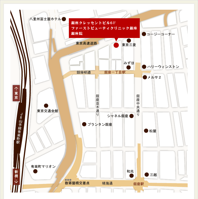地図:銀座本院